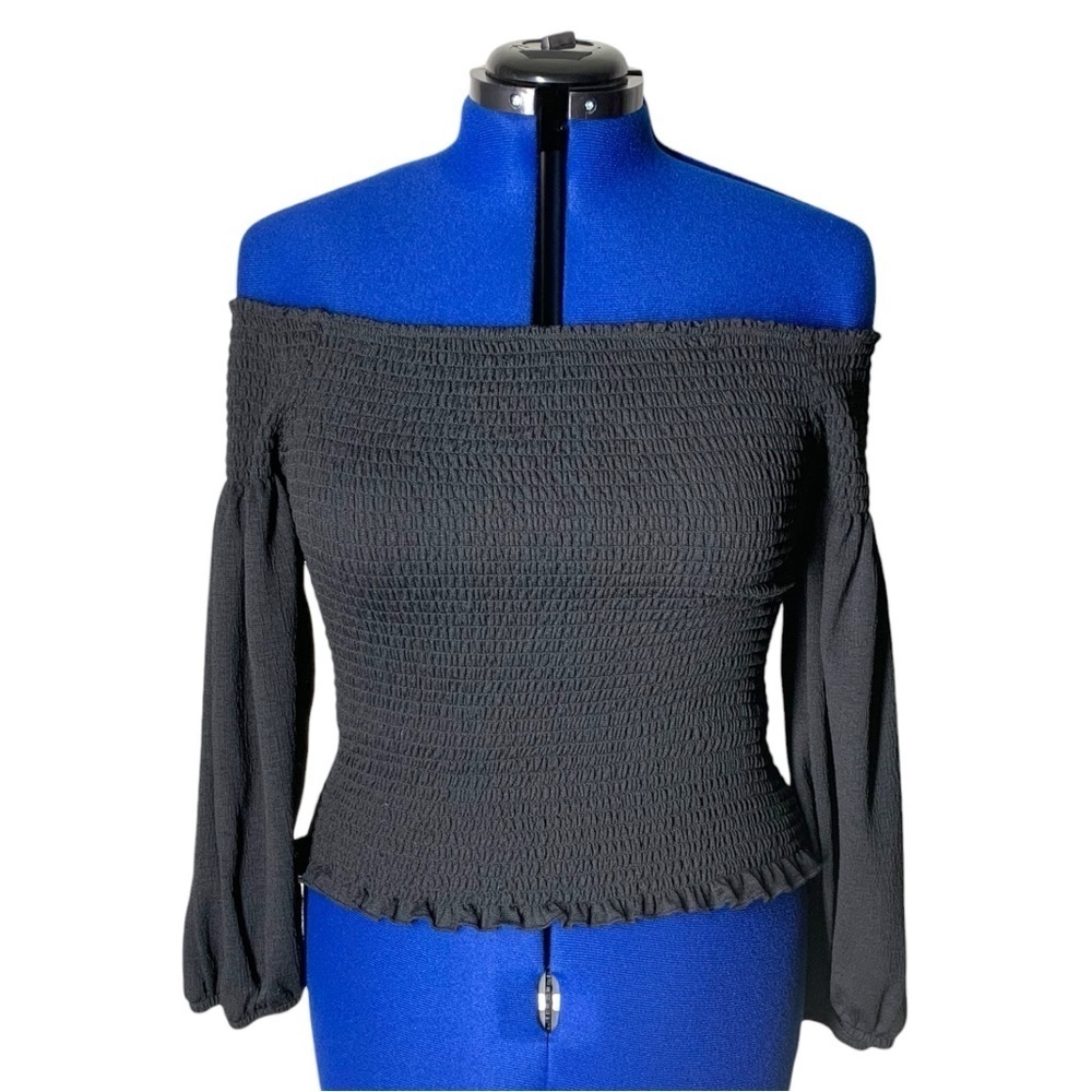 Black Ruffled Off Shoulder Puff Sleeves XL size